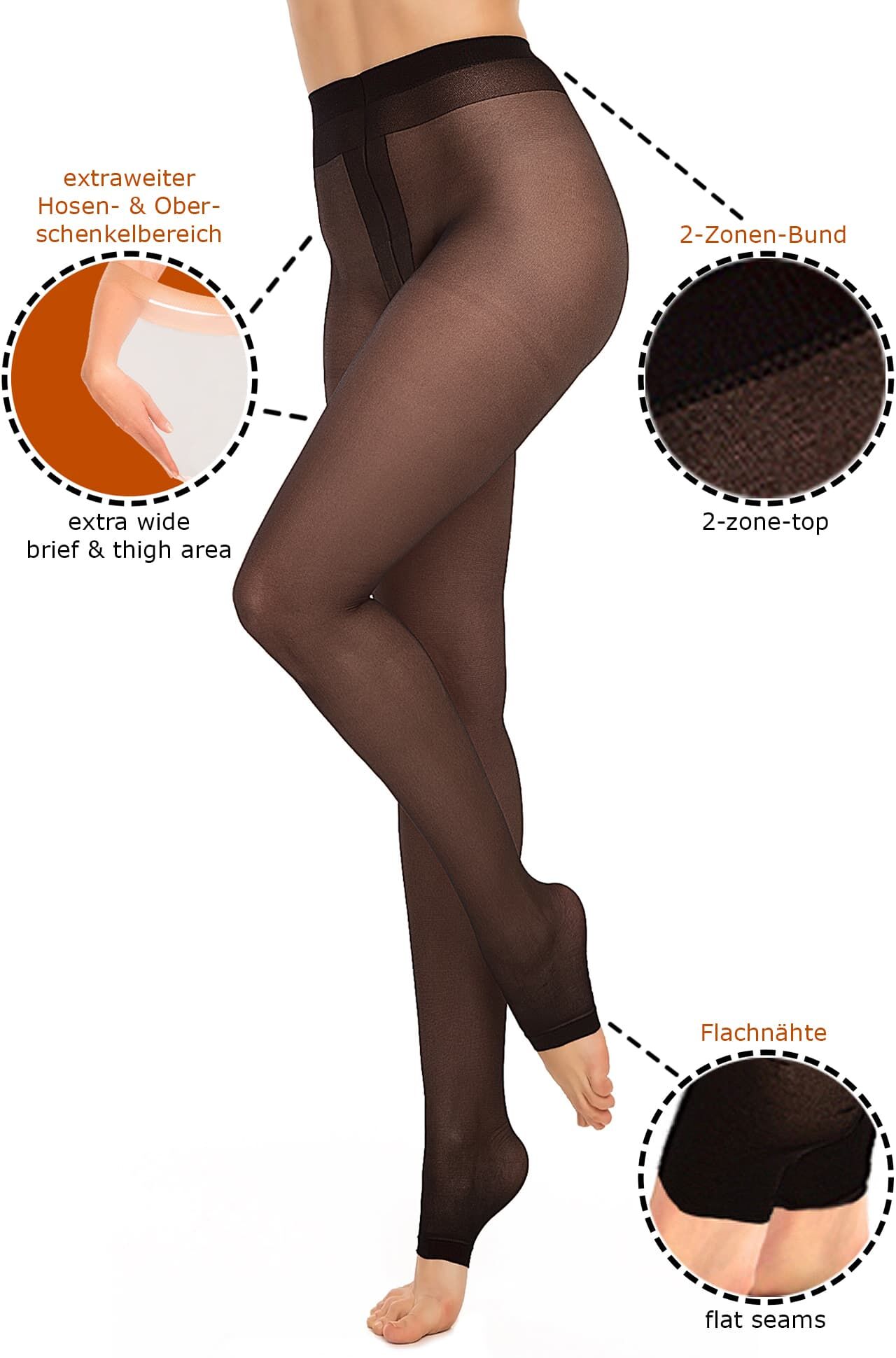 Feinstrumpfhose GLAMORY "My Size", Damen, Gr. 60/62, schwarz, Obermaterial: 88% Polyamid, 12% Elasthan, elastisch, Strumpfhosen Feinstrumpfhose, zehenoffen, elastisch, plus size schwarz 60/62