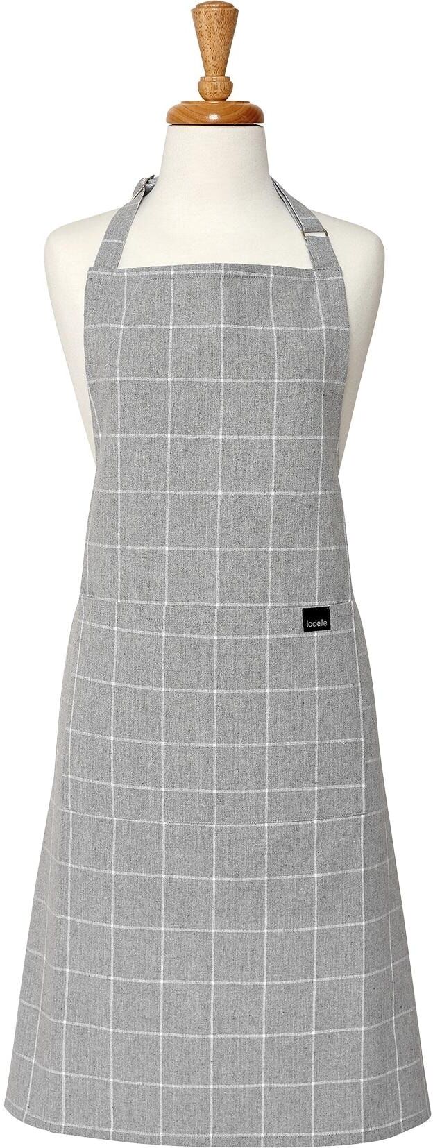 Kochschürze LADELLE "Eco Check 70 x 89 cm", grau, B:70cm L:89cm, Baumwolle, Schürzen, Kochschürze grau B/L: 70cm x 89cm