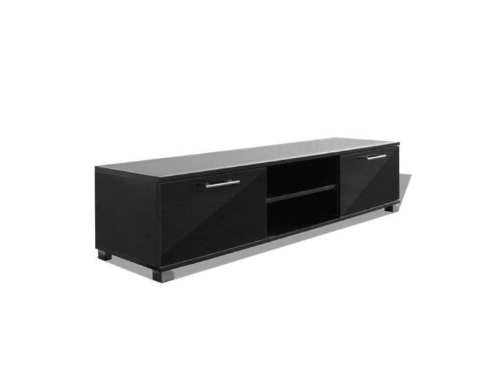 Meuble télé buffet tv télévision design pratique noir brillant 120 cm 2502210