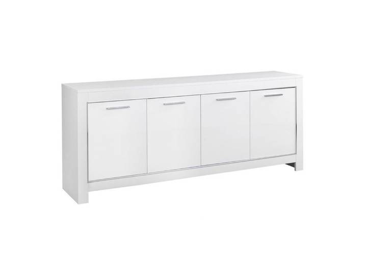 DENAE - Buffet 4 Portes L207cm Laqué Blanc Brillant