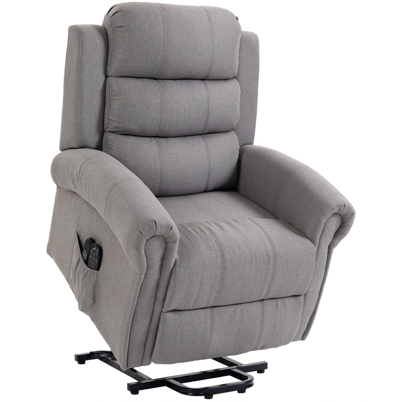 HOMCOM Power-lift relaxfauteuil met vibratiemassage, warmte en USB-aansluiting, lichtgrijs