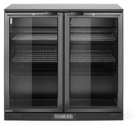 Bar-Kühlschrank mit doppelter Tür, Arktic, 158L, Schwarz, 230V/160W, 530x900x(H)870mm