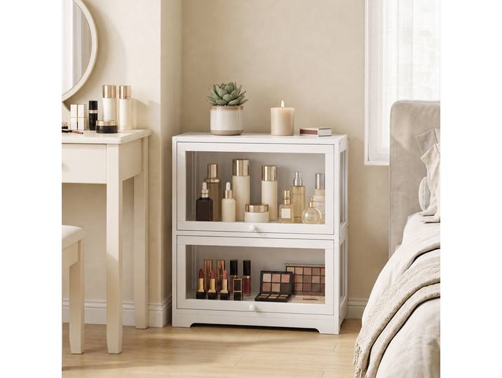 HOMCOM Vitrine 2 Niveaux Acrylique Blanc 59,5x30x73 cm