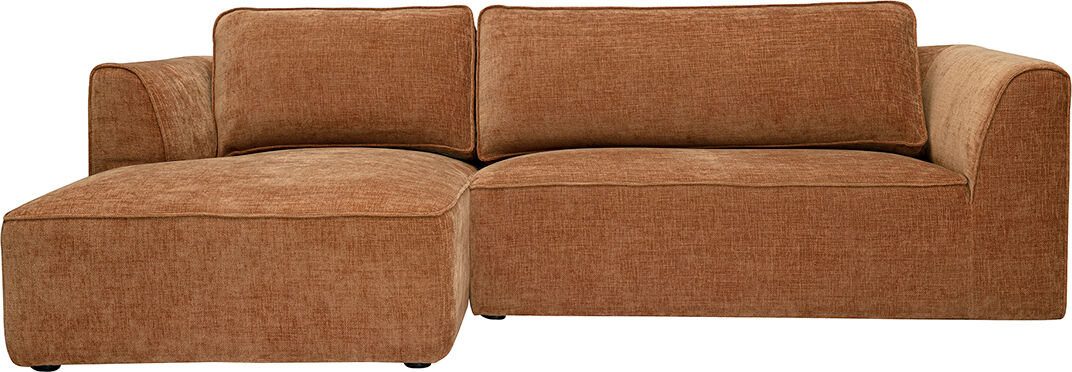 Miliboo Design-Ecksofa links in texturiertem Samt-Effekt Stoff gebrannte Erde 3-Sitzer GRAMMY