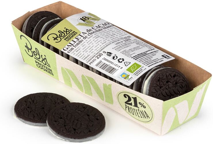 Belsi Galletas de Cacao con Proteína con Fondo Chocolate Blanco 230g