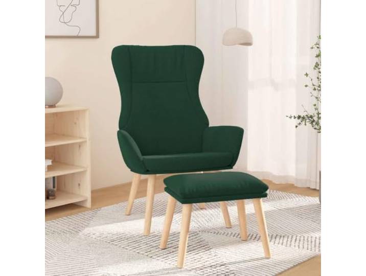 HEFZGDB Relaxsessel mit Hocker Dunkelgrün Stoff atmungsaktiv und langlebig mit massiven Kautschukholzbeinen und robustem Metallgestell für optimalen Sitzkomfort und zusätzliche