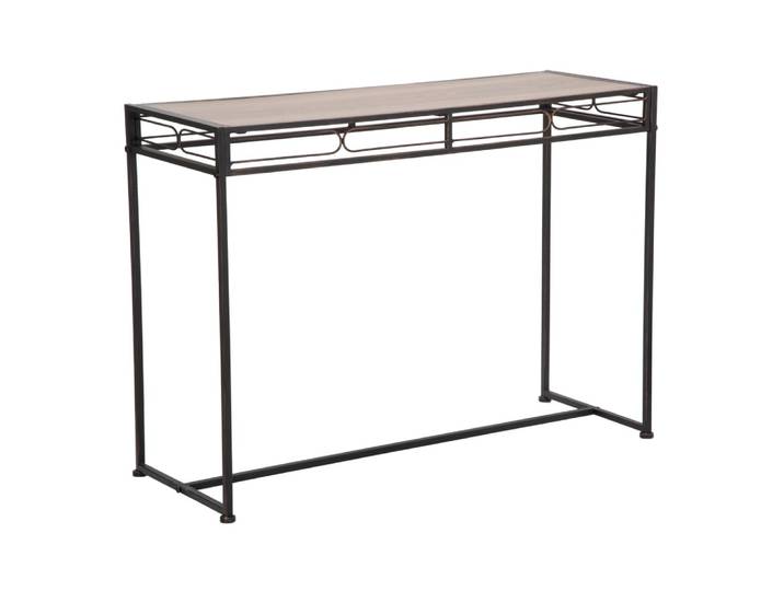 Console rectangulaire en métal noir avec plateau en bois 110x40x80 cm