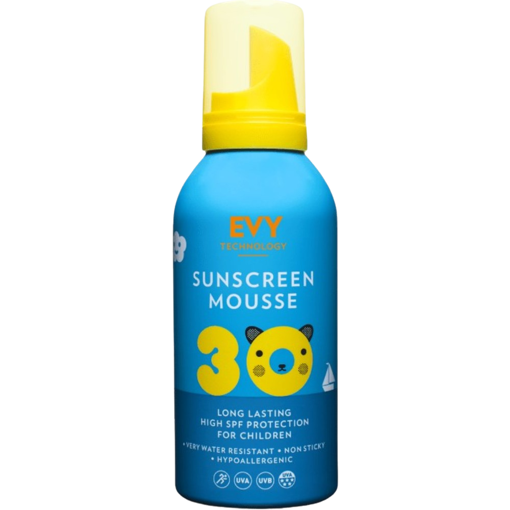 Evy Technology Mousse solar Kids Protección infantil de larga duración con alto FPS 150mL SPF30