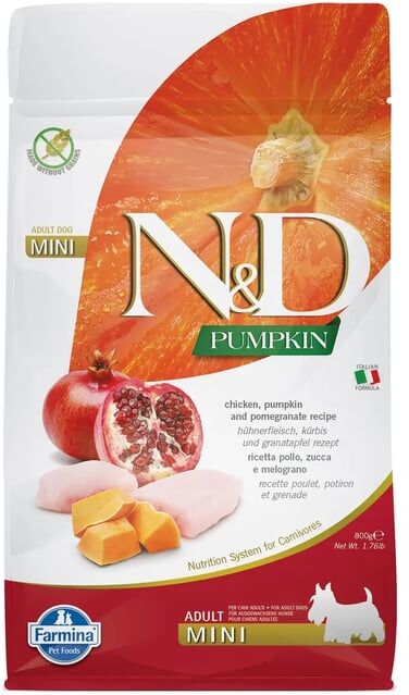 Farmina Ração Cão Adult Mini ND Frango Abóbora E Romã 800g