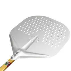 Giemme Spoleto Rechteckige gelochte Pizzaschaufel – 36 cm Schaufel, Griff 150 cm, Professioneller Einsatz