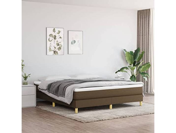 RJPLMFV Bettgestell, Lattenrost, Stoff, Dunkelbraun, 180 x 200 cm Robuste Füße, Sperrholzlatten, atmungsaktiv, langlebig, Matratze nicht im Lieferumfang enthalten