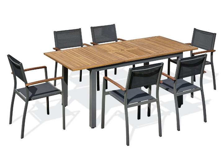 Orsino - Ensemble Repas De Jardin Alu Et Acacia (6 Places) - Dcb Garden
