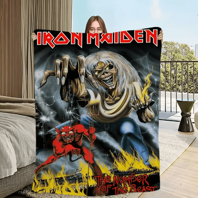 Inspire Curations Iron Maiden Skeleton Flame Soft Throw Blanket zgt 1 100x150cm(3.3x4.9ft