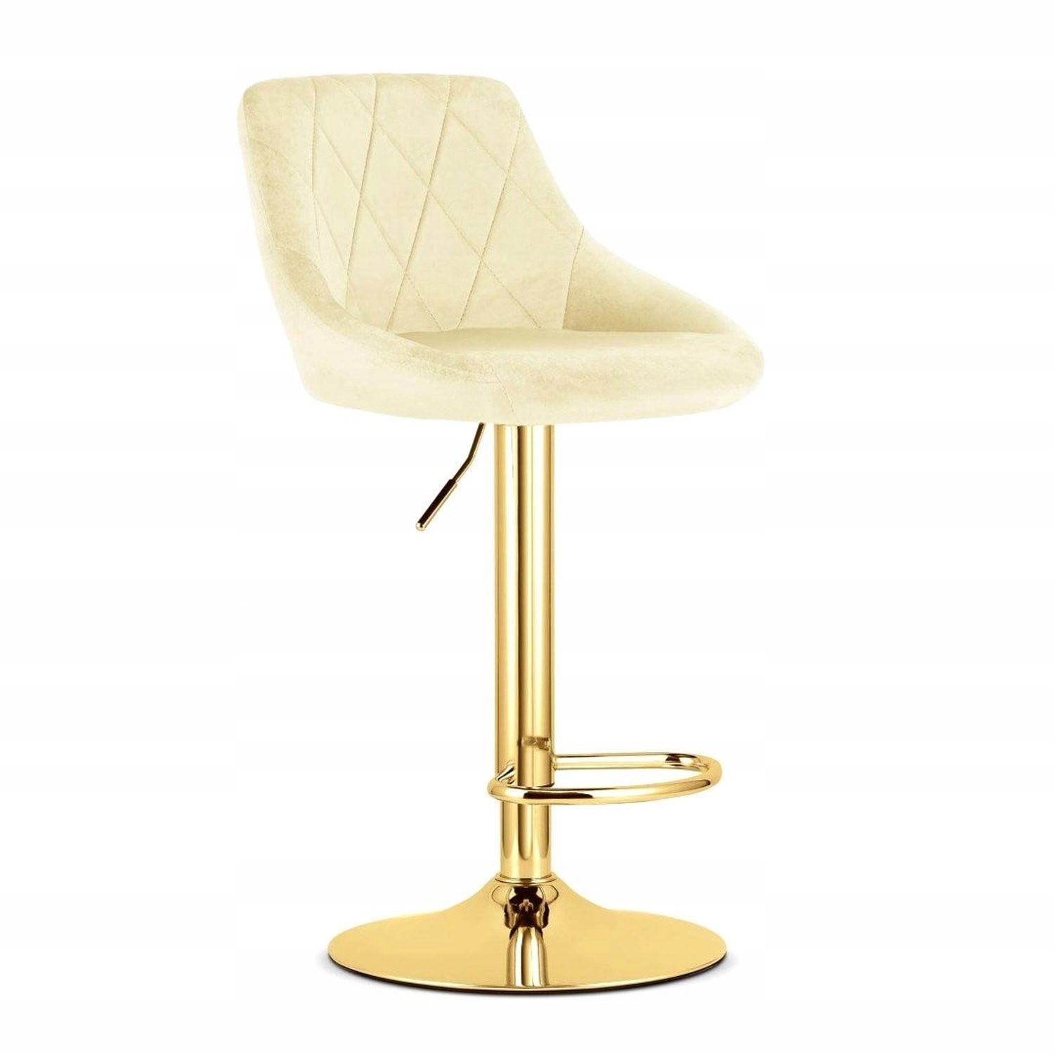 Hoker Auraio Moderne Stoel in Beige Velours met Gouden Onderstel, Verstelbaar en Draaibaar
