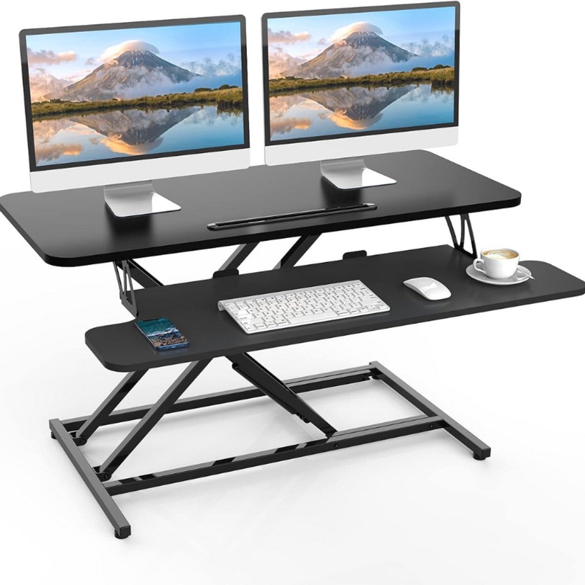 ERGOMAKER Zit-Sta Bureau Converter - Hoogte Verstelbare Bureauverhoger - Breedte: 91 cm, Diepte: 40 cm