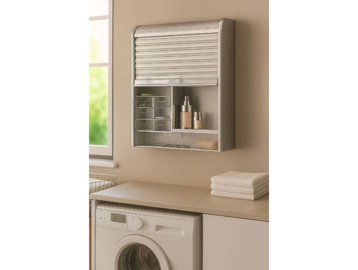Medizinschrank BISCHOF Salus , grau (silbergrau), B:42cm H:48cm T:10cm, Kunststoff, Schränke, Medizinschrank