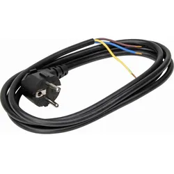 Kopp 140105092 Schutzkontakt-Zuleitung, Schutzkontakt-Stecker, abgemanteltes Leitungsende mit Aderendhülsen, Farbe: schwarz  - 5 Stück