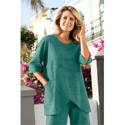 Baumwoll-Bluse in Melange grün in Größe 52 von DW-Shop, Grün, 52