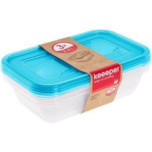 Keeeper Frischhaltedose fredo fresh blau, aus Kunststoff, 2,4 Liter, transparent, Set, 3 Stück