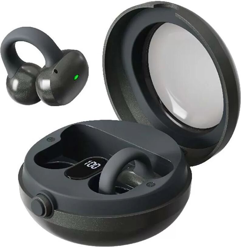 INF OWS Graue Earclip Bluetooth Kopfhörer: DNS Rauschunterdrückung, Open-Ear, 36H Akku