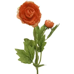MARELIDA Ranunkel mit Blüte und Knospe am Stiel Kunstblume Dekoblume H: 57cm orange