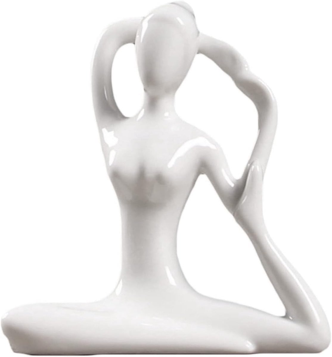 Wit Keramisch Yoga Beeldje voor Meditatie en Decoratie - Hoogte: 10,5 cm