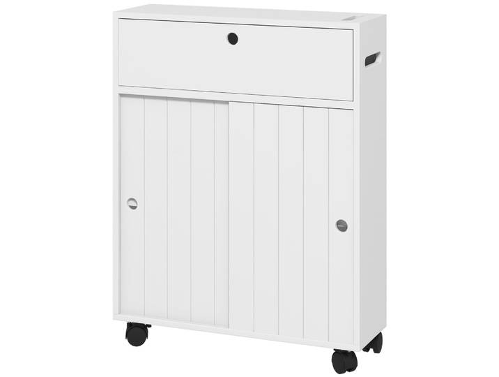 Support papier toilette - porte-papier toilette sur roulettes - blanc