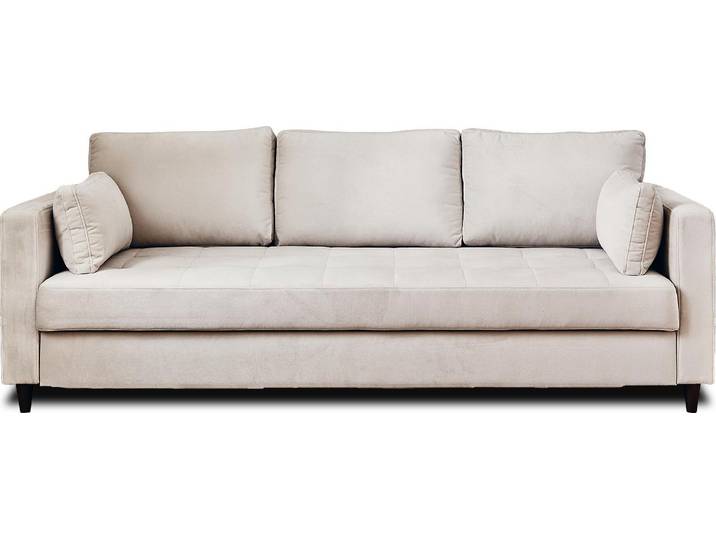Lisa Design Anna - canapé droit 3 places convertible avec poche en velours \, Beige