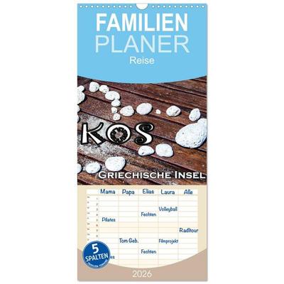 Familienplaner 2026 - Griechische Insel Kos mit 5 Spalten (Wandkalender, 21 x 45 cm) CALVENDO