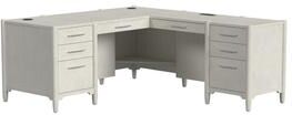 Martin Furniture Executive Wood Double Pedestal L-Desk, Corner Table, Office Storage, White