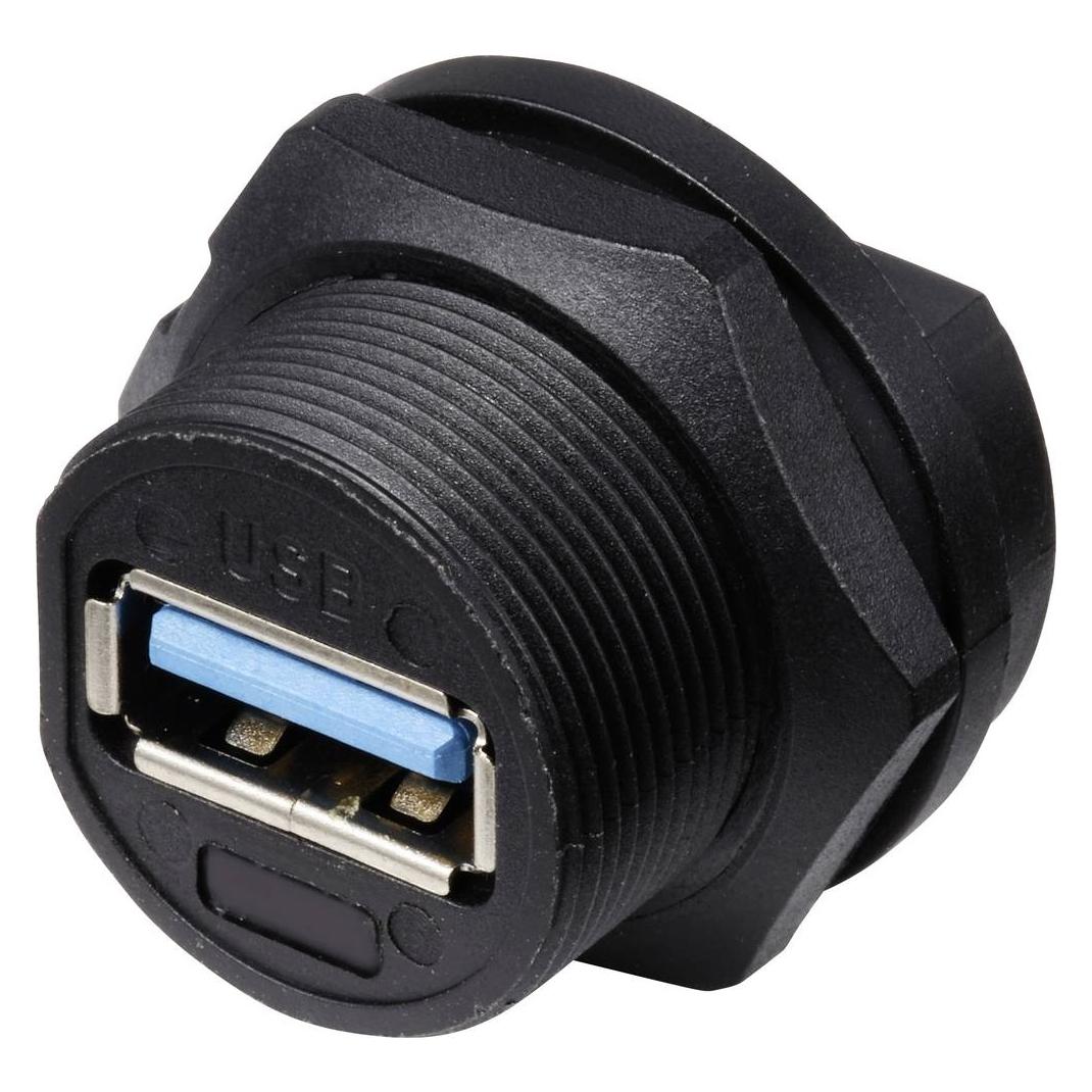Tru Components USB 3.0-Buchse für rückseitige Montage auf Leiterplatten IP67 (mit Gewinde) TC- (TC-13543576)