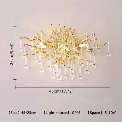 Uplift Picks Luxury Gold Crystal Chandelier LED Modern Lighting Fixture wall Lamp gold Body warm White
