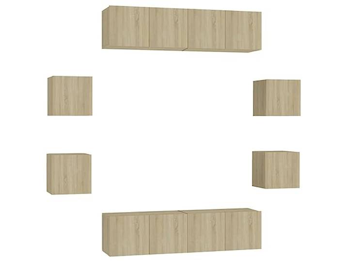 GHVBNMF 8-TLG TV-Schrank Set Wandmontage Sonoma-Eiche Holzwerkstoff Wandhängendes Hängeschrank-Ensemble für Wohnzimmer und Schlafzimmer mit viel Stauraum für Zeitschriften und Medien