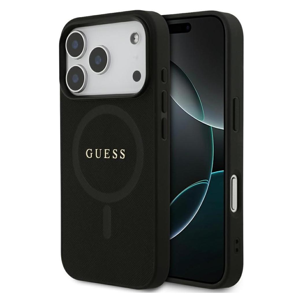 Guess - Saffiano Classic Logo MagSafe (GUHMP17LPSAHMCK) - iPhone 17 Pro - Black (Apple iPhone 17 Pro) (GUE004676)