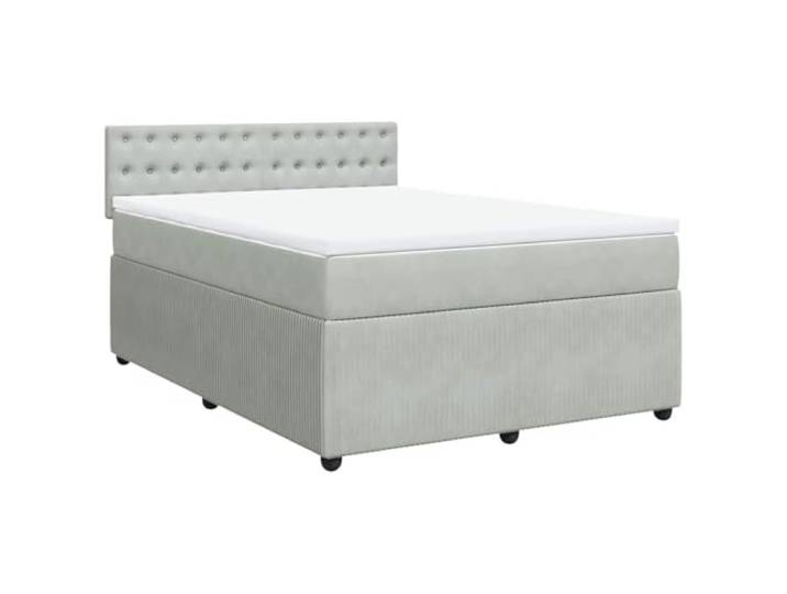 vidaXL Boxspringbett mit Matratze Hellgrau 140x190 cm Samt