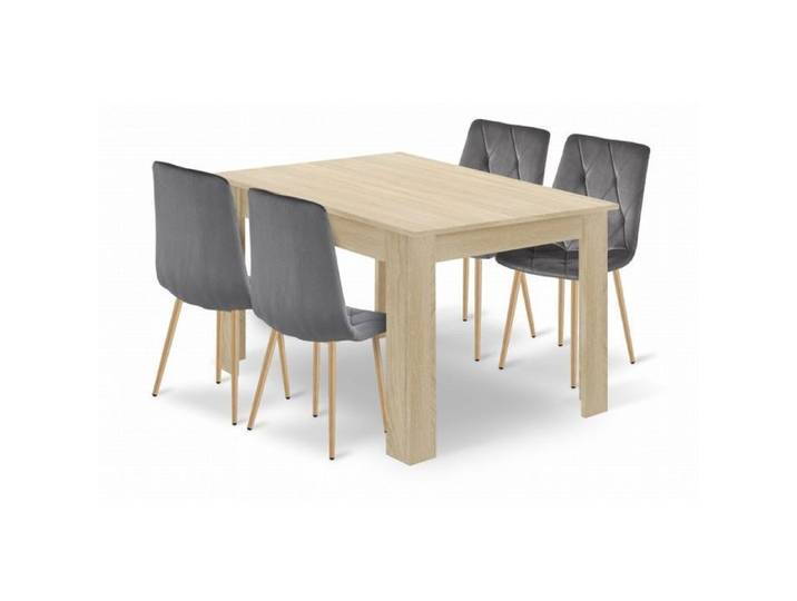 Ensemble comprenant une table NP 120 x 80 cm en chêne Sonoma + 4 chaises LIBRA grises