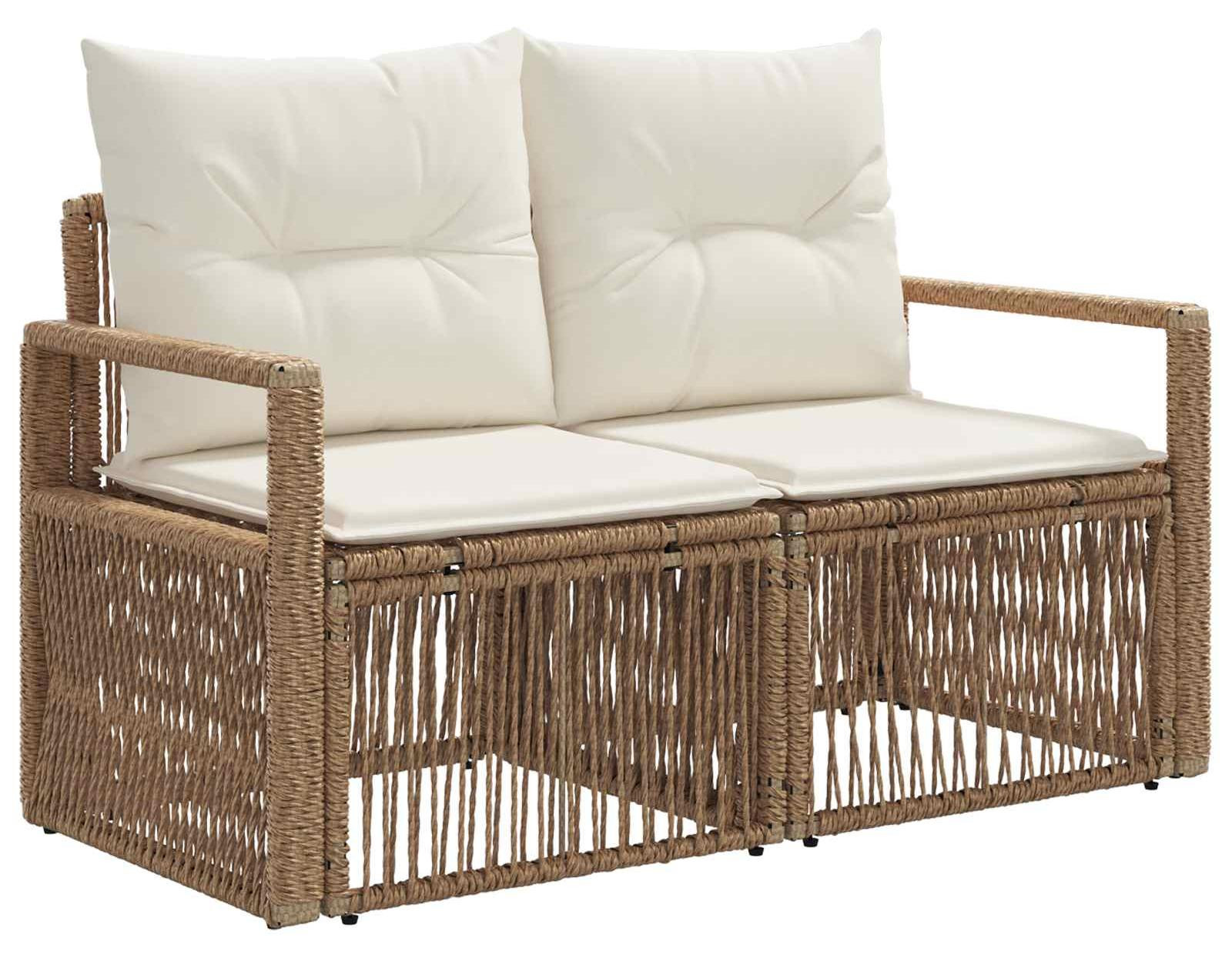 vidaXL Tuinbank 2-zits beige polyrotan