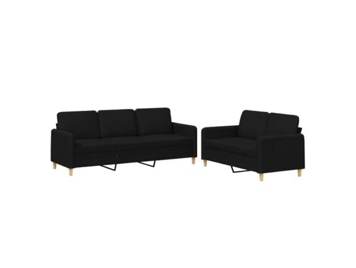 Todiikf 2-TLG Sofagarnitur mit Kissen Couch-Set Schwarz Polstersofa Bequemes 2er und 3er Couch Set mit dicker Polsterung und robustem Metallgestell für Wohnzimmer.
