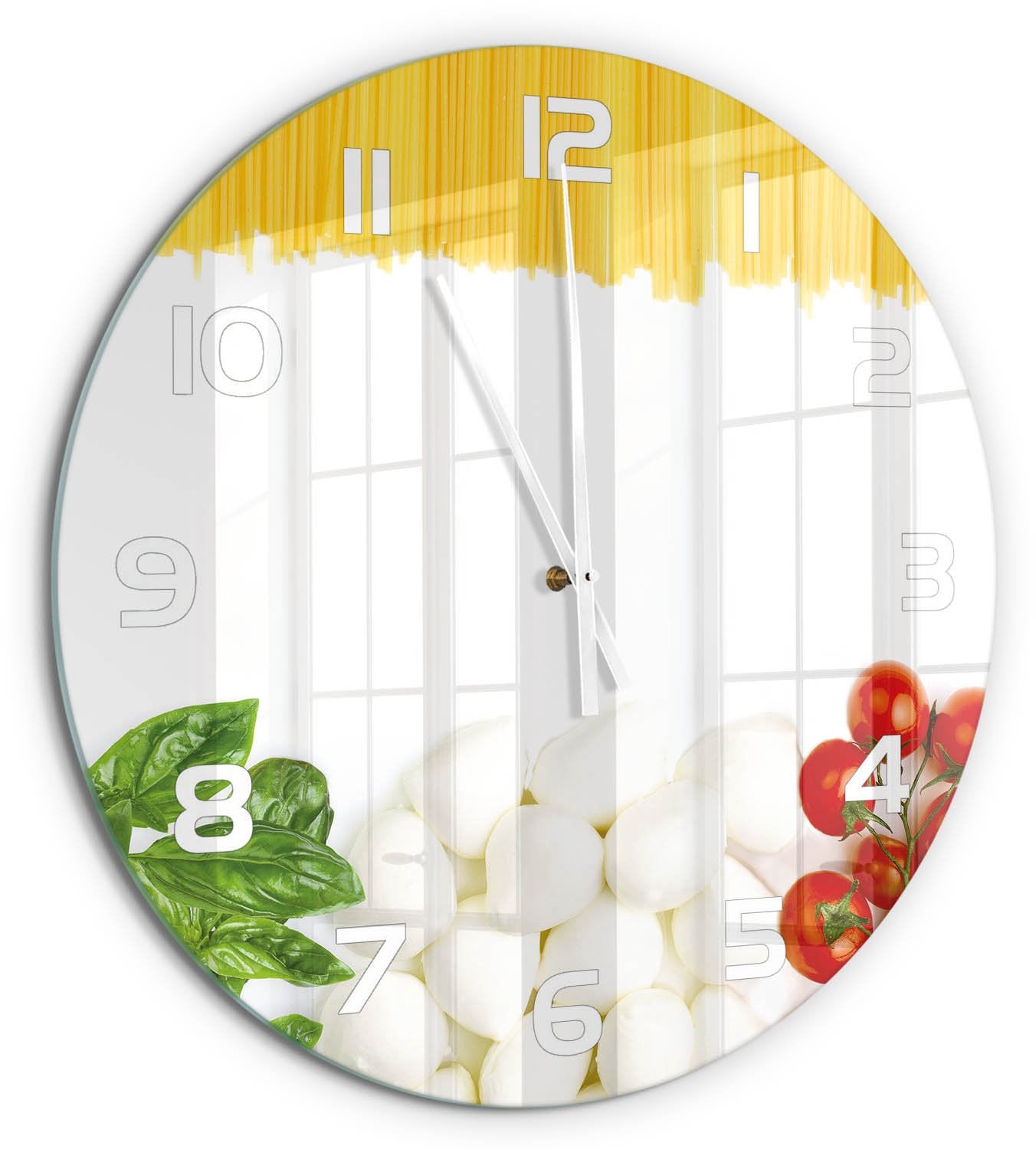 Tulup Wandklok met Italiaanse vlag decoratie, Ronde glazen wandklok, Veelkleurig, Diameter: 60 cm