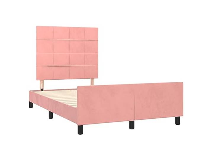 KTHLBRH Bettrock Rosa 120 x 190 cm Samt ohne Matratze Verstellbares Kopfteil, Lattenrost inklusive, stabile Beine, weicher Bettrahmen