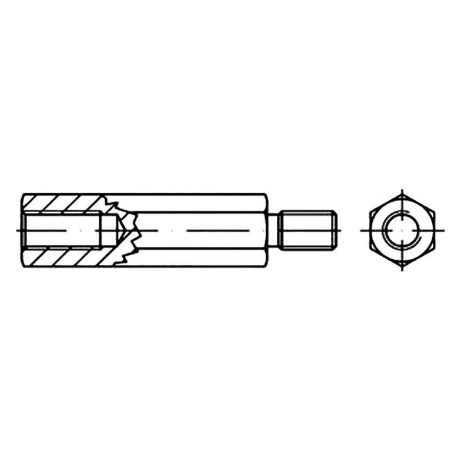 Toolcraft Sechskant-Abstandsbolzen 35 mm (100 Stk.) (151725)