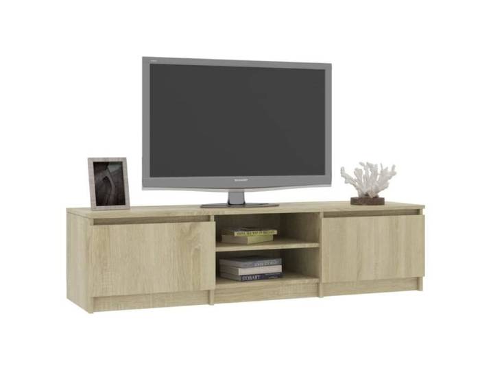 Meuble TV - TBEST - TAO - Chêne sonoma - 2 portes - 140x40x35 5 cm