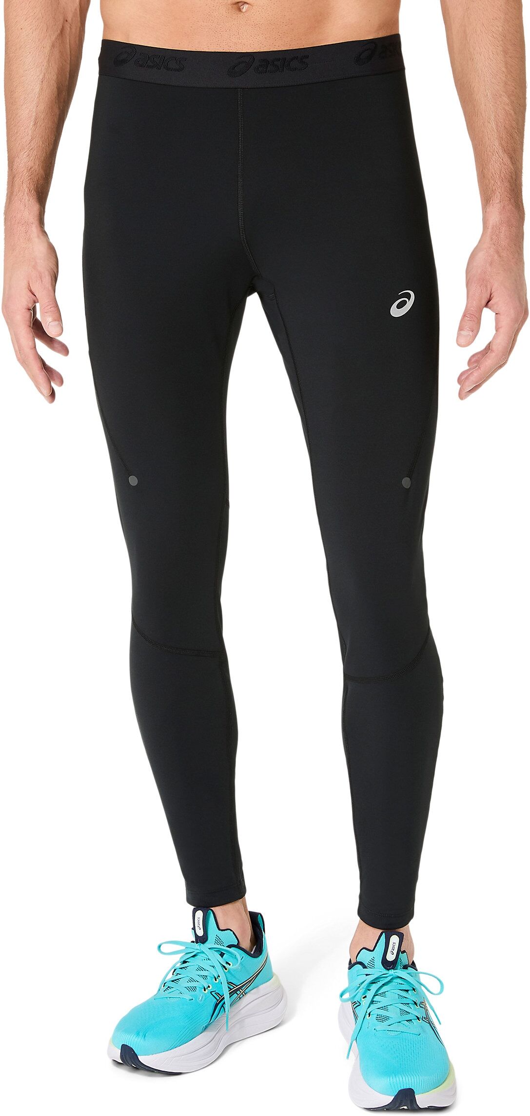 Lauftights ASICS "ROAD WINTER TIGHT", Herren, Gr. M, N-Gr, schwarz (performance schwarz), Obermaterial: 79% Polyester, 21% Elasthan, Hosen Lauftights, Wärmend, Reflektierend, Praktische Taschen performance schwarz M, N-Gr