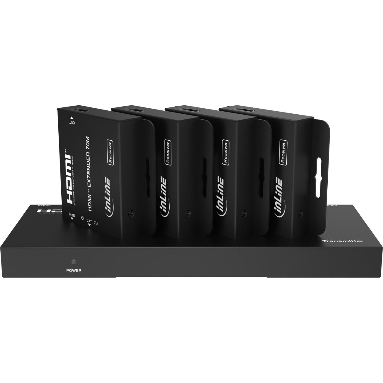InLine Video Splitter/Extender, 1x4, Cat.6, HDMI 4K/30Hz, Kit, mit Empfängern