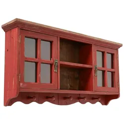 Boltze Wand-Schrank Gotland, 80 x 14 x 39 cm, natur, rot