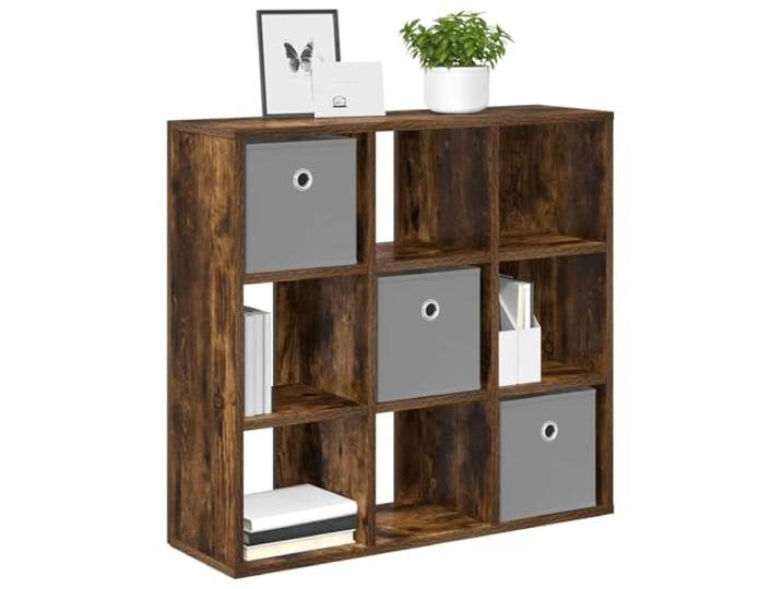 KTHLBRH Sideboard Modern Eiche Smoke 73,5 x 24 x 69,5 cm 3 Schubladen Robustes Holz, eingelassene Griffe, ausgestattete Regale, vielseitige Nutzung im Wohnzimmer