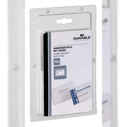 Durable Namensschild 30x60mm tr 10St mit Nadel SB Verpackung