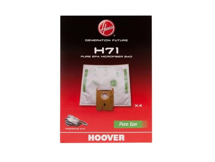 Hoover H71 Sacs d’Origine en Microfibre Pure EPA pour Freespace Evo\, 4p Pièce d’Origine Hoover\, Filtration Anti-Poussière et Allergènes\, Haute Résistance\, Fermeture Hygiénique\, Montage Rapide