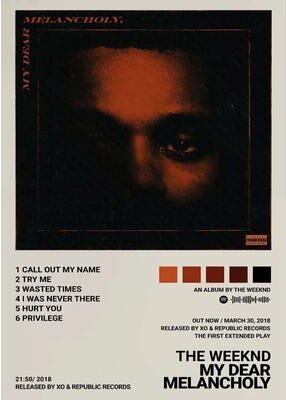 Inspire Select The Weeknd Music Album Canvas Poster Hip Hop Singer Wall Art Print For Modern Home Decor dm8 5 15.75 X 23.62 In unframed
