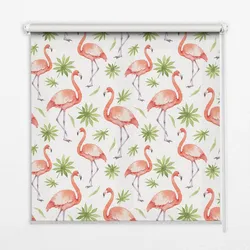 INNENROLLO - Fensterrollo - Rollo - 100x140 cm - Flamingo und Blätter